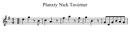 Planxty Nick Taverner - staff notation