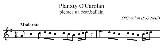 Planxty O'Carolan - staff notation