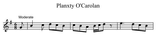 Planxty O'Carolan - staff notation