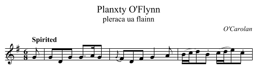 Planxty O'Flynn - staff notation