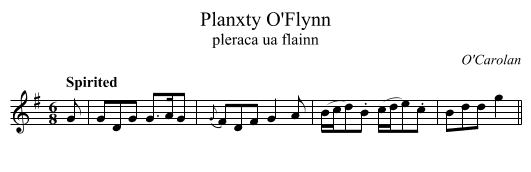 Planxty O'Flynn - staff notation