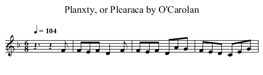 Planxty, or Plearaca by O'Carolan - staff notation