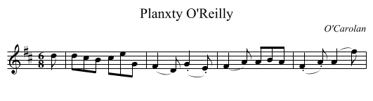 Planxty O'Reilly - staff notation