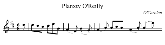 Planxty O'Reilly - staff notation