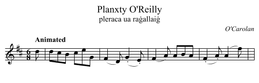 Planxty O'Reilly - staff notation