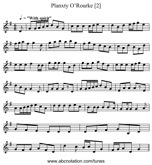 Planxty O’Rourke [2] - staff notation