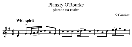 Planxty O'Rourke - staff notation