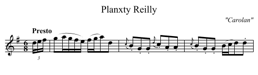 Planxty Reilly - staff notation