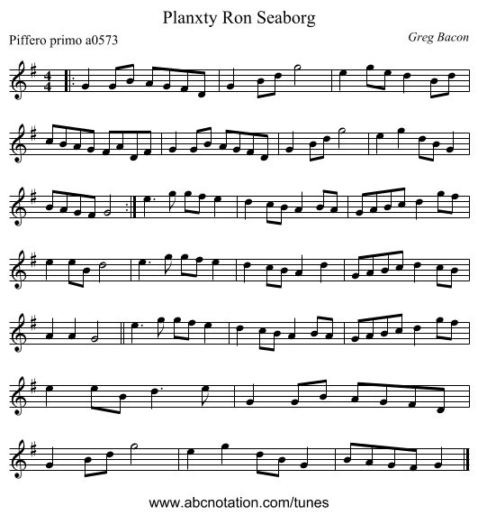 Planxty Ron Seaborg - staff notation
