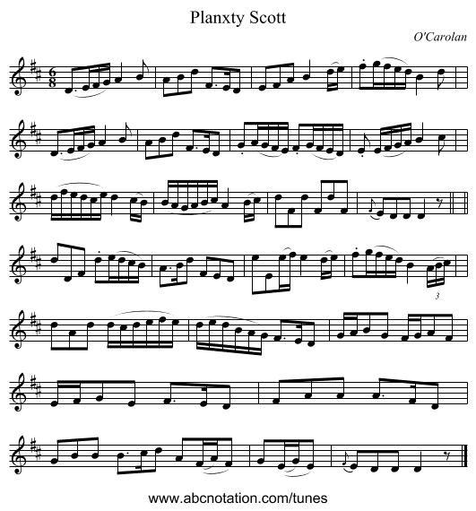 Planxty Scott - staff notation