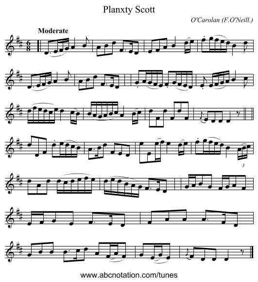 Planxty Scott - staff notation