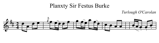 Planxty Sir Festus Burke - staff notation