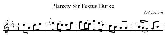 Planxty Sir Festus Burke - staff notation