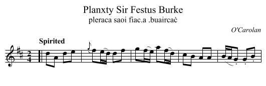 Planxty Sir Festus Burke - staff notation