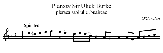 Planxty Sir Ulick Burke - staff notation