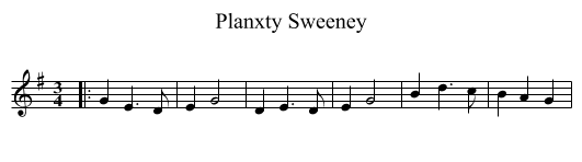 Planxty Sweeney - staff notation