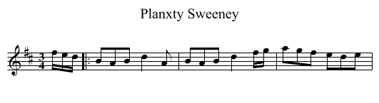 Planxty Sweeney - staff notation