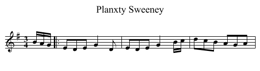 Planxty Sweeney - staff notation