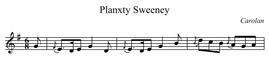Planxty Sweeney - staff notation
