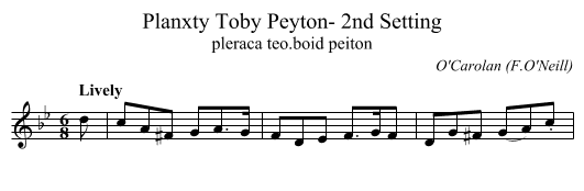 Planxty Toby Peyton- 2nd Setting - staff notation