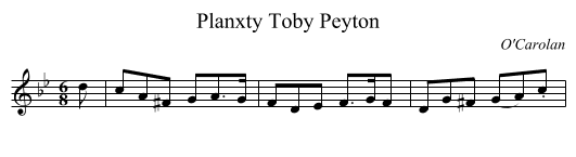 Planxty Toby Peyton - staff notation