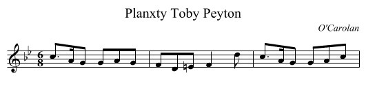 Planxty Toby Peyton - staff notation