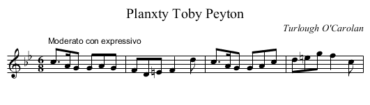 Planxty Toby Peyton - staff notation