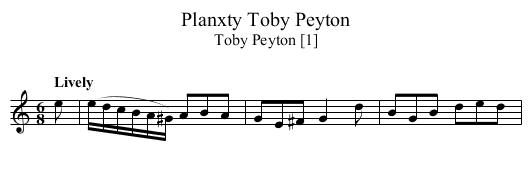 Planxty Toby Peyton - staff notation