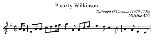 Planxty Wilkinson - staff notation