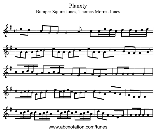 Planxty - staff notation