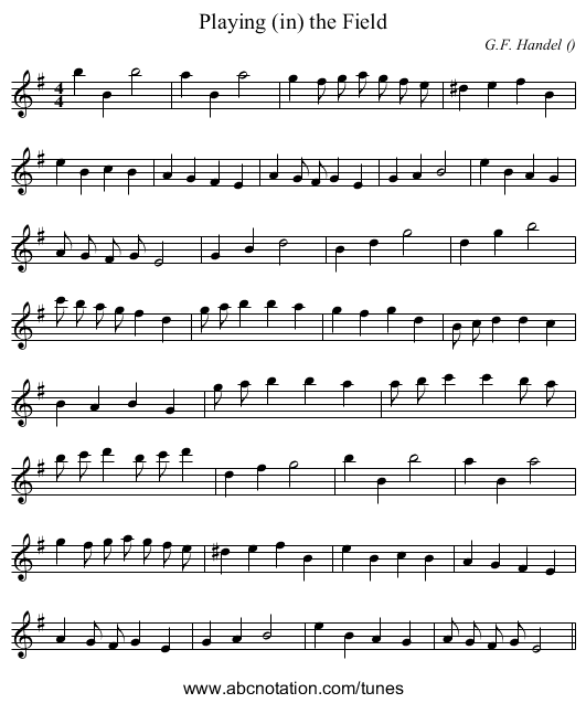 Playing (in) the Field - staff notation