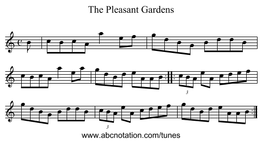 Pleasant Gardens, The - staff notation