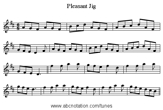Pleasant Jig - staff notation