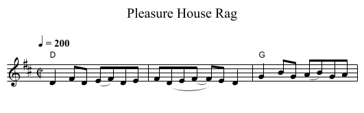 Pleasure House Rag - staff notation