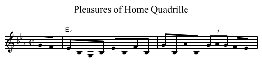 Pleasures of Home Quadrille - staff notation