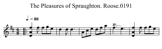 Pleasures of Spraughton. Roose.0191, The - staff notation