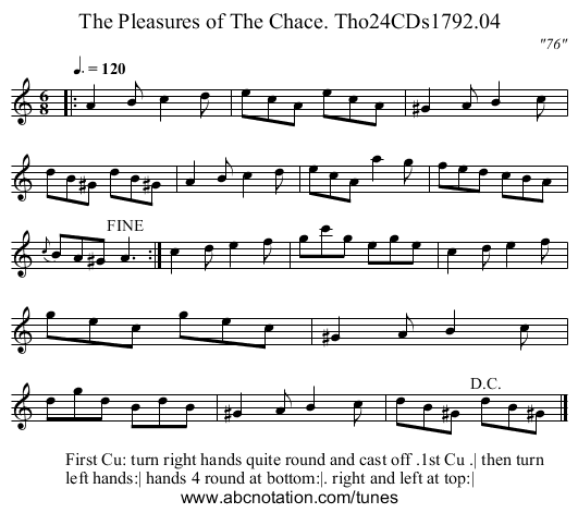 Pleasures of The Chace. Tho24CDs1792.04, The - staff notation