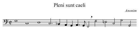 Pleni sunt caeli - staff notation