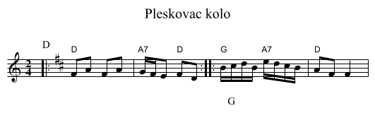 Pleskovac kolo - staff notation