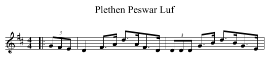 Plethen Peswar Luf - staff notation