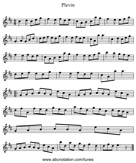 Plevin - staff notation