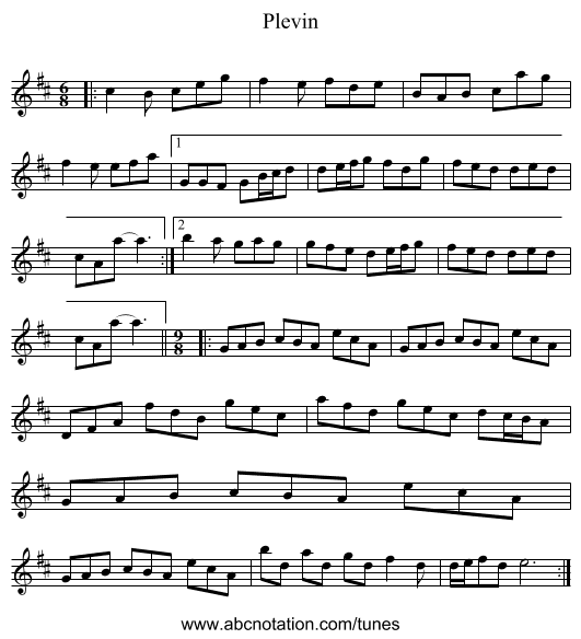 Plevin - staff notation