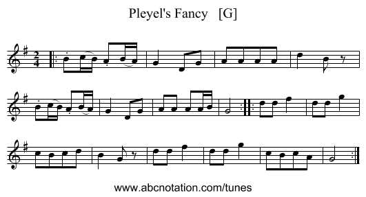 Pleyel's Fancy   [G] - staff notation
