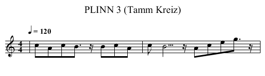 PLINN 3 (Tamm Kreiz) - staff notation