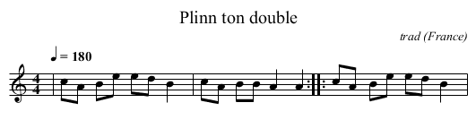 Plinn ton double - staff notation