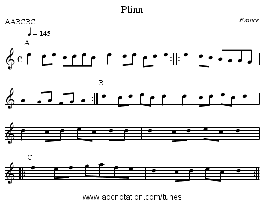Plinn - staff notation