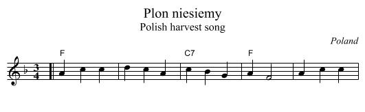 Plon niesiemy - staff notation