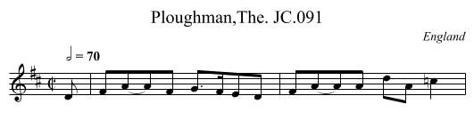 Ploughman,The. JC.091 - staff notation