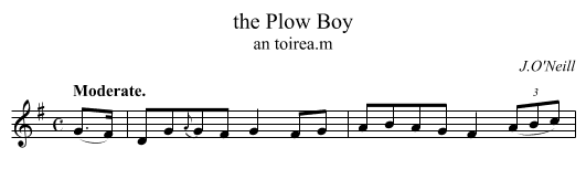 Plow Boy, the  - staff notation
