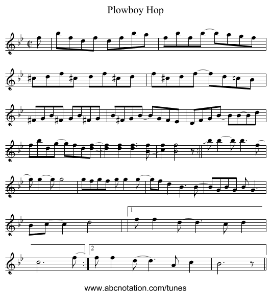Plowboy Hop - staff notation